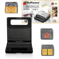 Мультимейкер Hoffmans HM-3019 3in1 1000W з антипригарними панелями для сендвічів, вафель і гриля – універсальний кухонний прилад